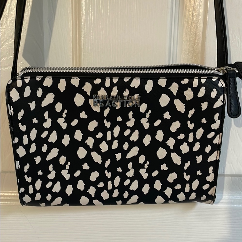 Kenneth Cole Reaction Black & White Mini Crossbody Bag with Dalmatian Print,NWOT